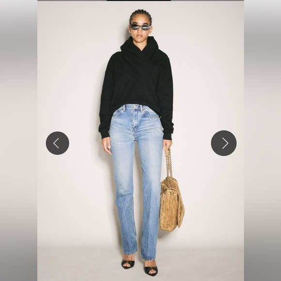 Saint Laurent Denim - Saint Laurent Light Blue Straight Leg Jeans